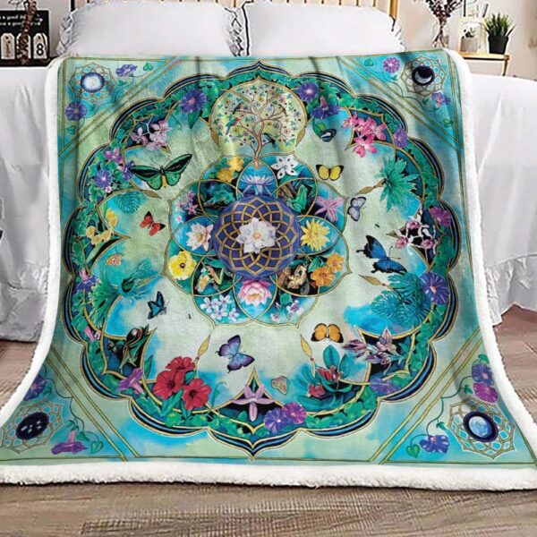 Flower And Butterfly Fleece Blanket Sherpa Blanket