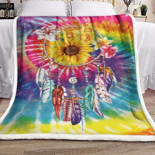 Sunflower Dreamcatcher Fleece Blanket Sherpa Blanket