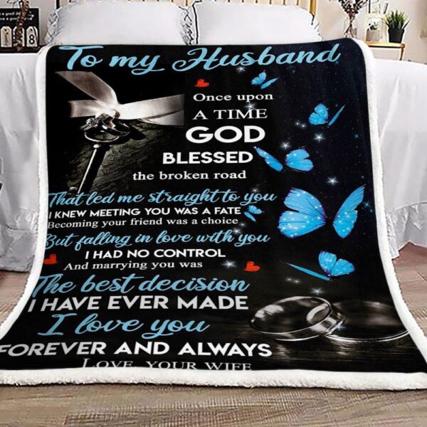 Butterfly Family To My Husband Fleece Blanket Sherpa Blanket
