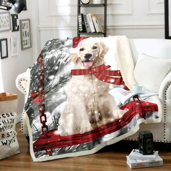 Golden Retriever Christmas Fleece Blanket Sherpa Blanket