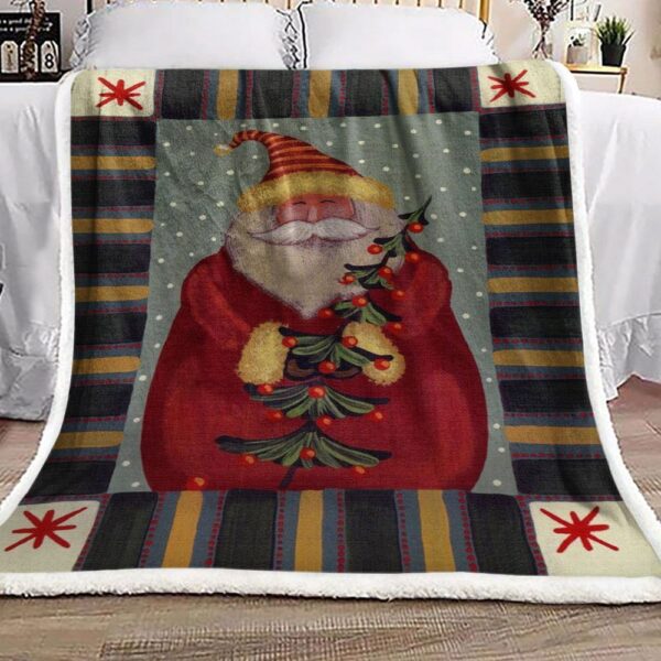 Santa Claus With Snow Fleece Blanket Sherpa Blanket
