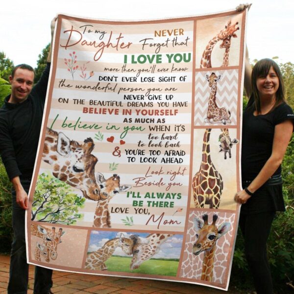 To My Daughter Giraffe Fleece Blanket Sherpa Blanket