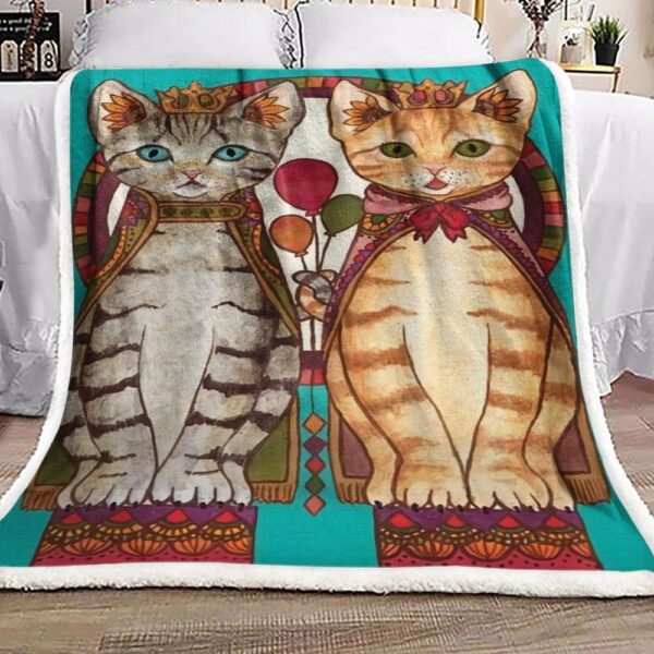 Cat King And Queen Fleece Blanket Sherpa Blanket