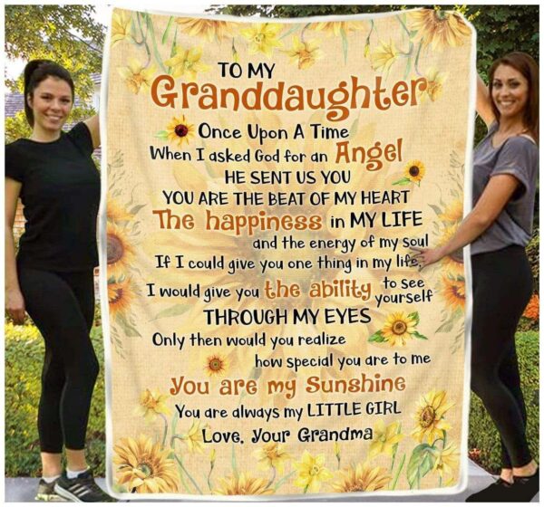 To My Granddaughter I Asked God Fleece Blanket Sherpa Blanket