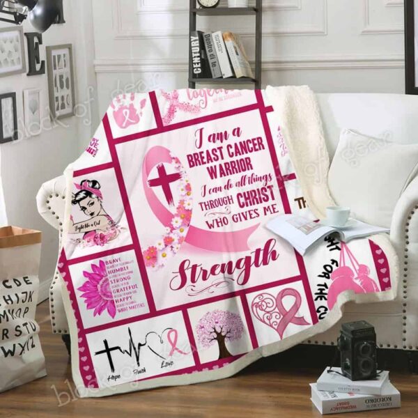 Breast Cancer Warrior Fleece Blanket Sherpa Blanket