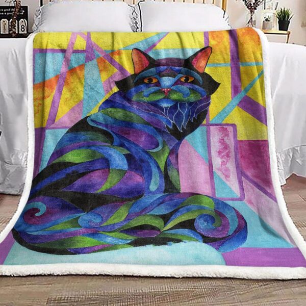 Colorful Cat Fleece Blanket Sherpa Blanket