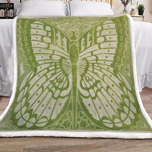 Green Butterfly Fleece Blanket Sherpa Blanket
