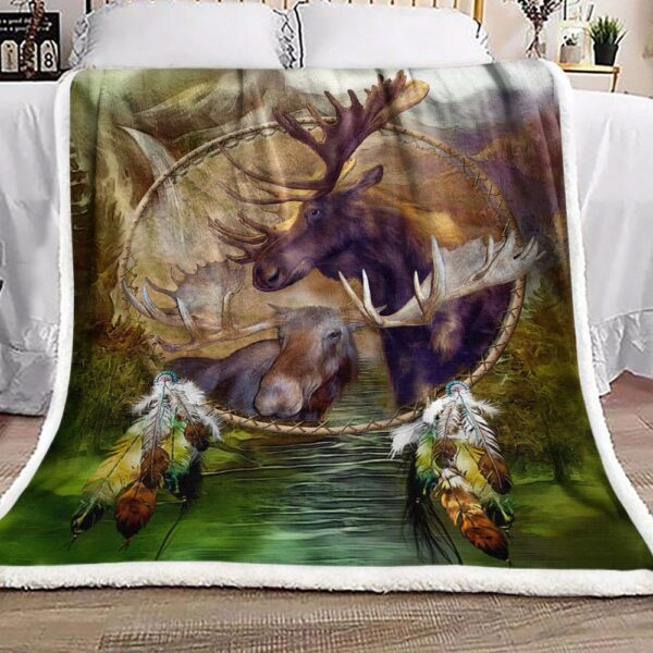Dreamcatcher Deer Native American Fleece Blanket Sherpa Blanket