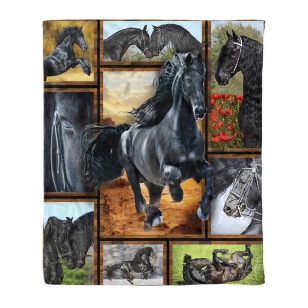 Friesian Horse Fleece Blanket Sherpa Blanket