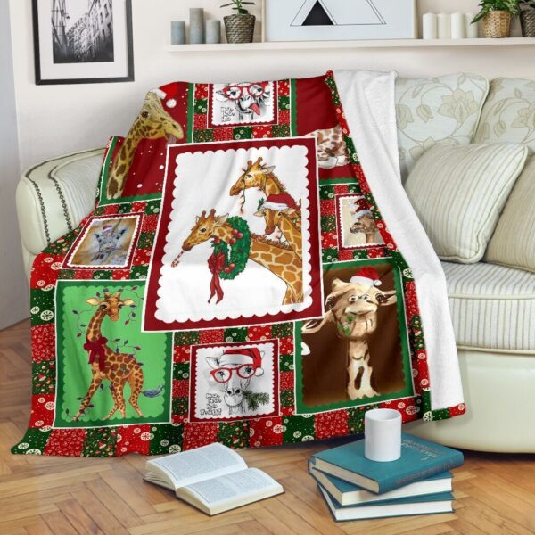 Giraffe Cute Christmas Fleece Blanket Sherpa Blanket