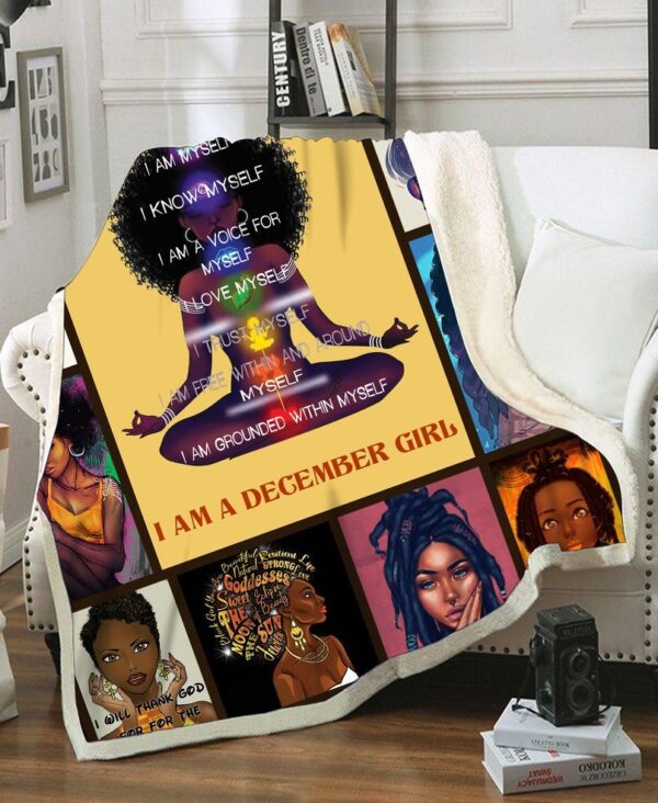 I Am A December Girl I Am Myself Fleece Blanket Sherpa Blanket
