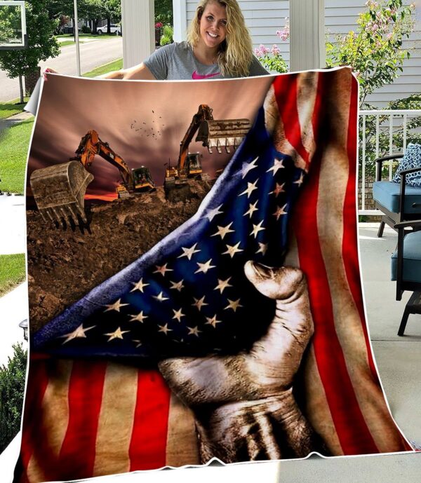 Excavator Fleece Blanket Sherpa Blanket