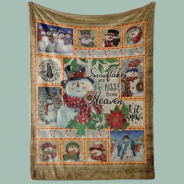 Christmas Snowflakes Snowmans Fleece Blanket Sherpa Blanket