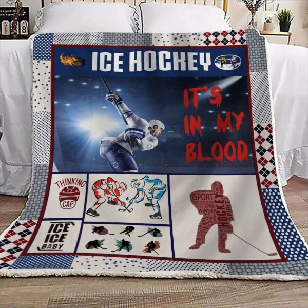 Ice Hockey Fleece Blanket Sherpa Blanket