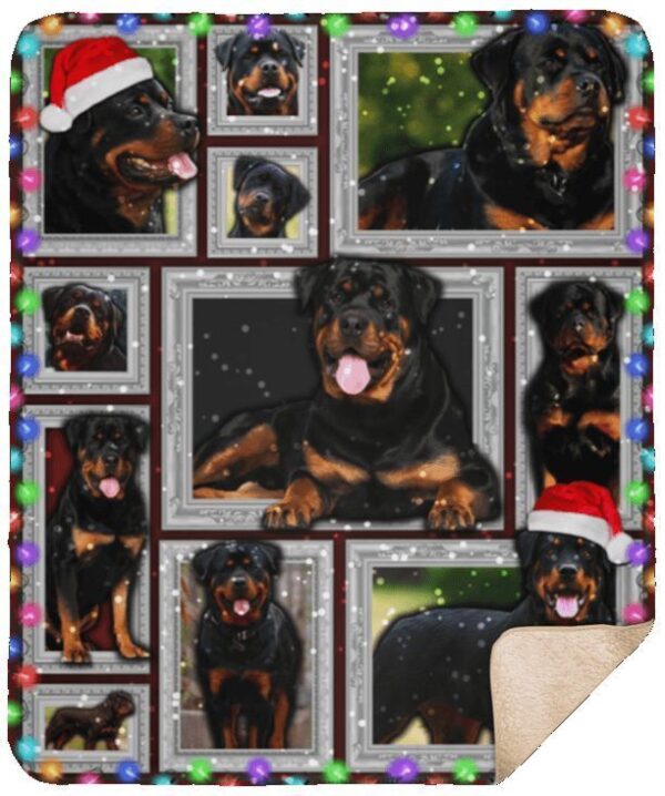 Rottweiler Christmas Fleece Blanket Sherpa Blanket