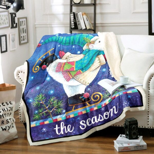 Polar Bear Christmas Fleece Blanket Sherpa Blanket