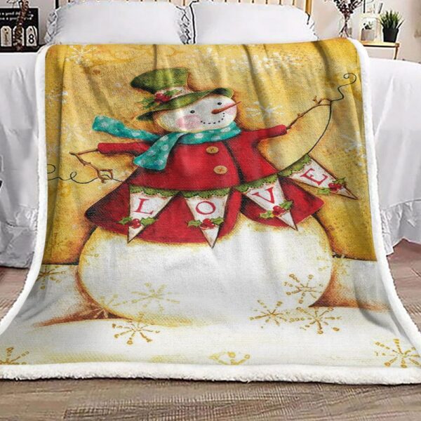 Snowman Love Fleece Blanket Sherpa Blanket