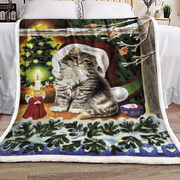 Christmas Cat Fleece Blanket Sherpa Blanket