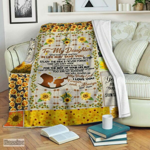Sunflower To My Daughter Fleece Blanket Sherpa Blanket