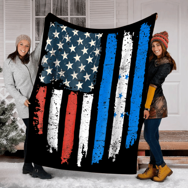 Honduran American Flag Honduras Usa Hearts Patriot Fleece Blanket Sherpa Blanket