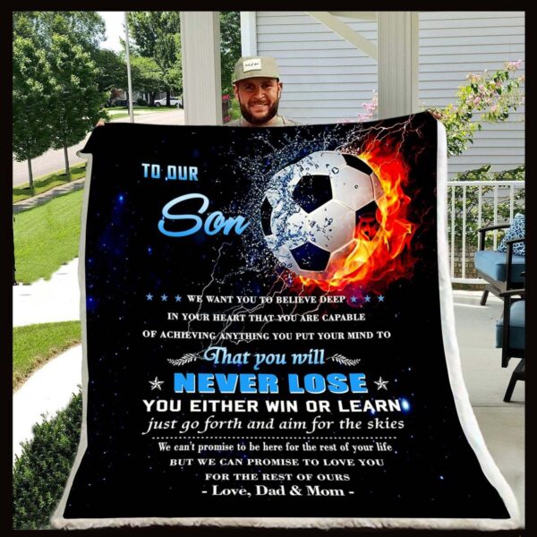 To My Son Soccer Fleece Blanket Sherpa Blanket