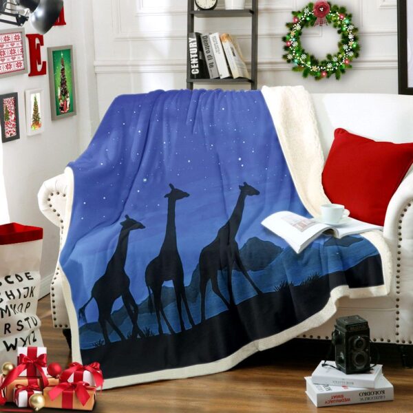 Three Giraffe Fleece Blanket Sherpa Blanket