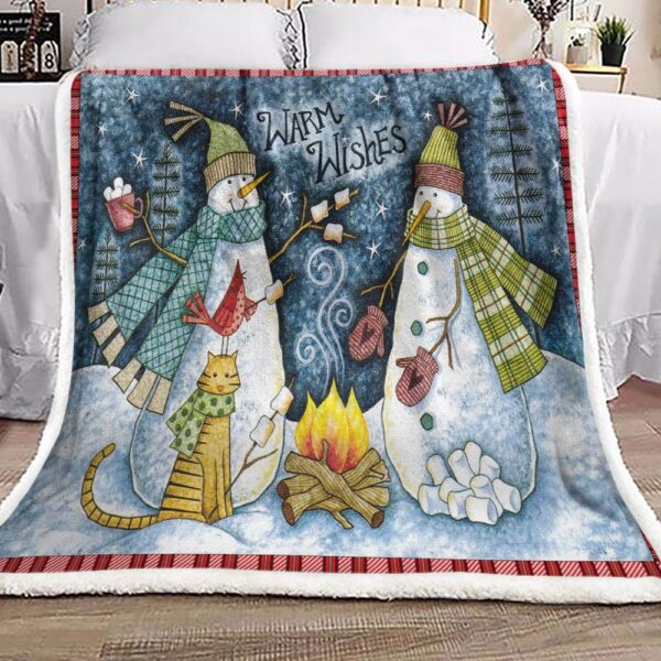 Snowman Fleece Blanket Sherpa Blanket