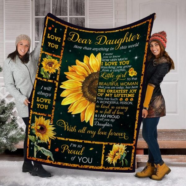 Sunflower Dear Daughter Fleece Blanket Sherpa Blanket
