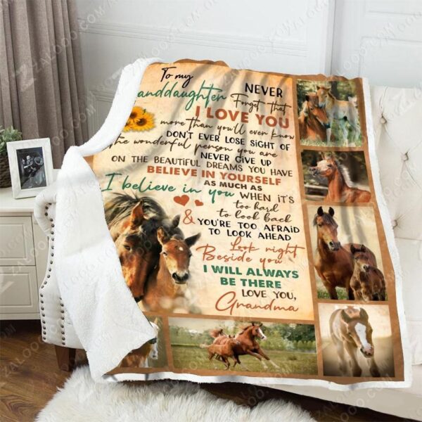 Horse To My Granddaughter I Will Always Be There Grandma Fleece Blanket Sherpa Blanket