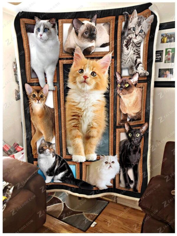 Cat Cute Cats Fleece Blanket Sherpa Blanket