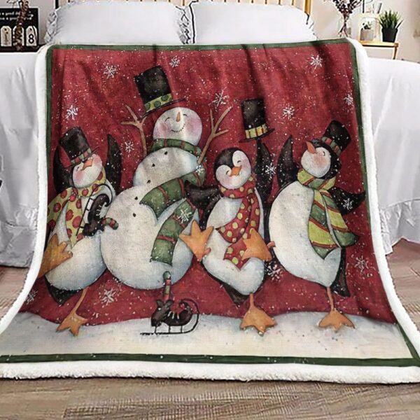 Christmas Snowman Penguin Fleece Blanket Sherpa Blanket