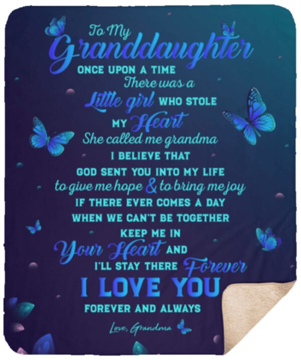 To My Granddaughter Butterfly Fleece Blanket Sherpa Blanket