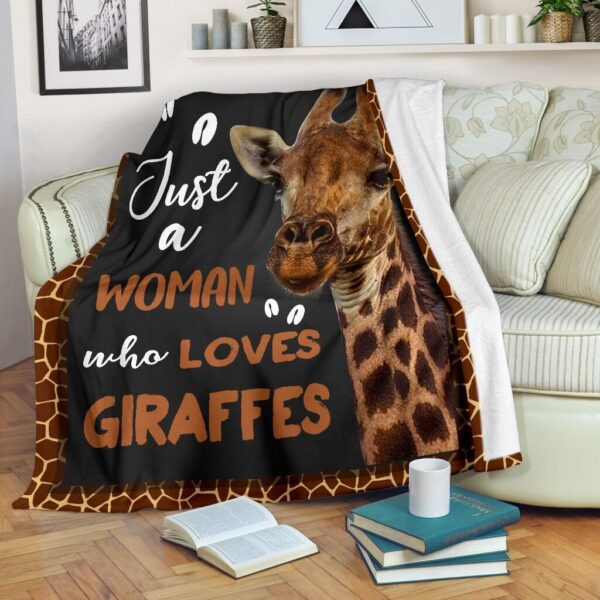 Just A Woman Who Loves Giraffe Fleece Blanket Sherpa Blanket