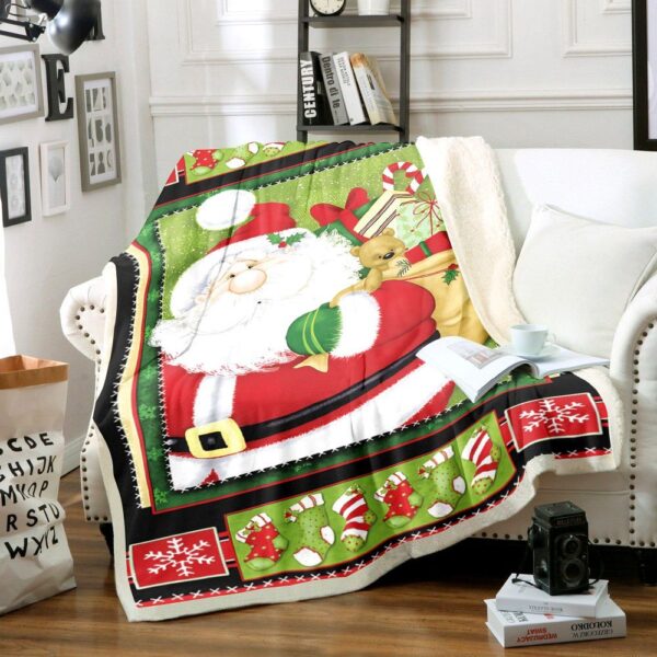 Santa Claus Christmas Fleece Blanket Sherpa Blanket