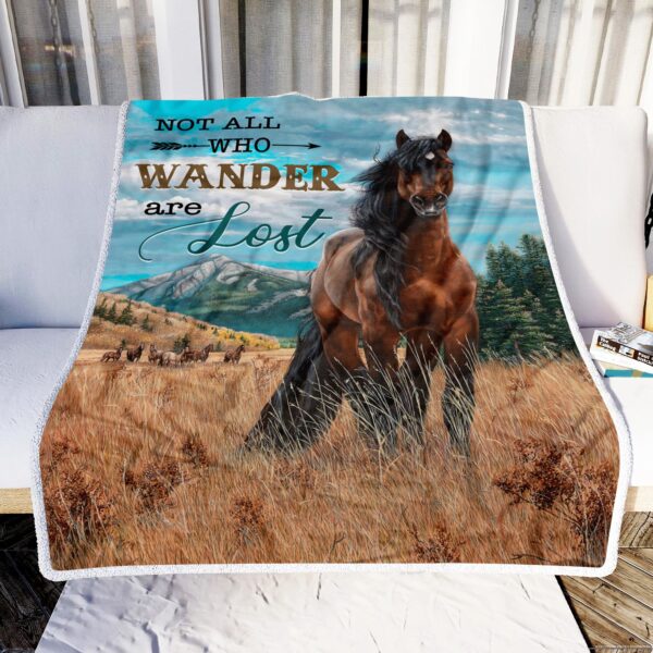 Horse Not All Who Wander Are Lost Fleece Blanket Sherpa Blanket