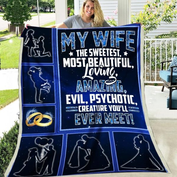 My Wife Sweetest Beautiful Loving Husband Gift To Wife Valentine Fleece Blanket Sherpa Blanket