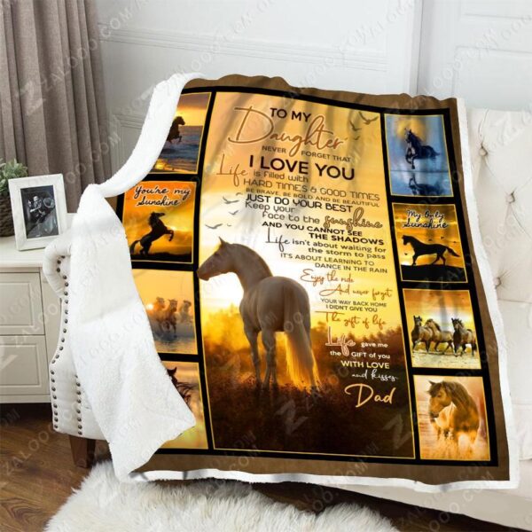 Horse Dad To My Daughter You Are My Sunshine Fleece Blanket Sherpa Blanket
