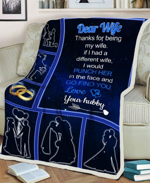 Funny Love Quote Thanks For Being My Wife Husband Gift To Wife Valentine Fleece Blanket Sherpa Blanket