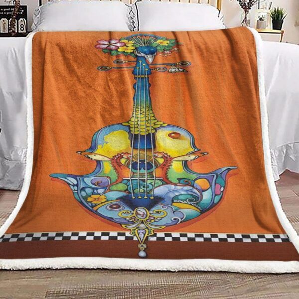 Guitar Peacock Seahorse Celtic Flower Fleece Blanket Sherpa Blanket