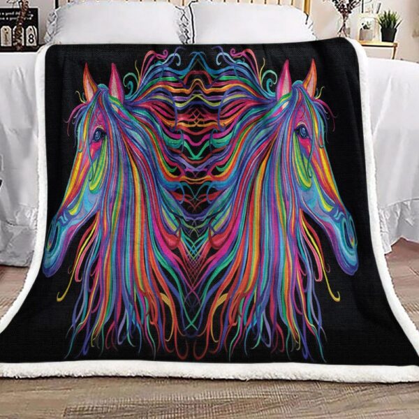 Rainbow Horse Fleece Blanket Sherpa Blanket