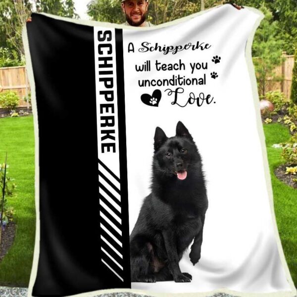 Schipperke Fleece Blanket Sherpa Blanket