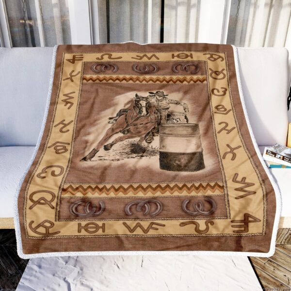 Horse Barrel Racer Fleece Blanket Sherpa Blanket