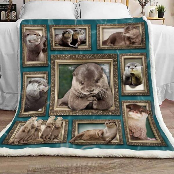 Cute Otter Fleece Blanket Sherpa Blanket