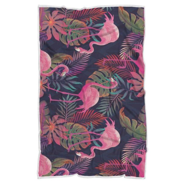Flamingo Pink Scene Fleece Blanket Sherpa Blanket