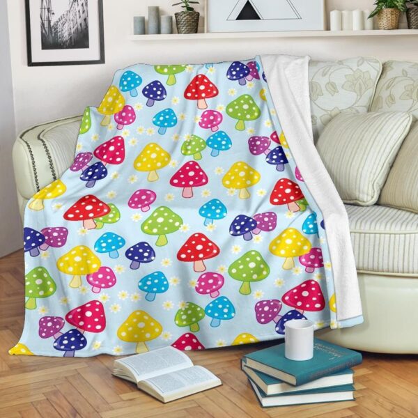 Colorful Mushroom Pattern Fleece Blanket Sherpa Blanket