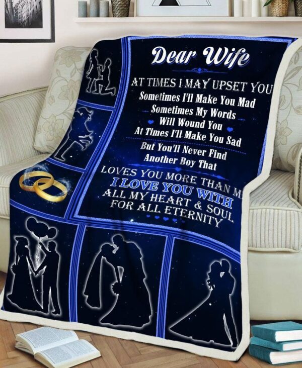 Dear Wife Love You With All My Heart Husband Gift To Wife Valentine Fleece Blanket Sherpa Blanket