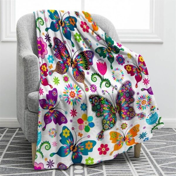 Colorful Butterfly Fleece Blanket Sherpa Blanket