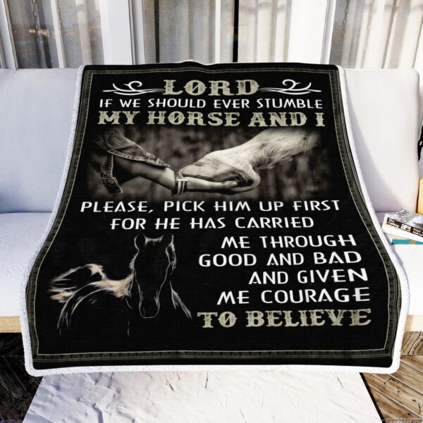Horse Lord If We Should Fleece Blanket Sherpa Blanket