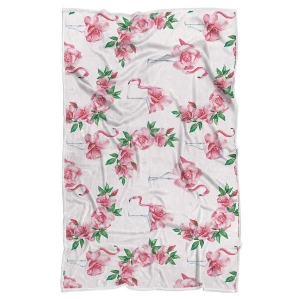 Flamingo Rose Pattern Fleece Blanket Sherpa Blanket