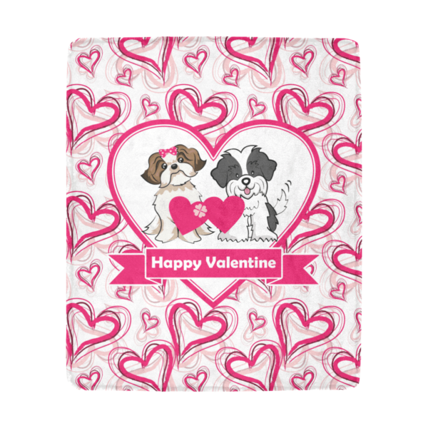 Shih Tzu Cute Valentines Fleece Blanket Sherpa Blanket